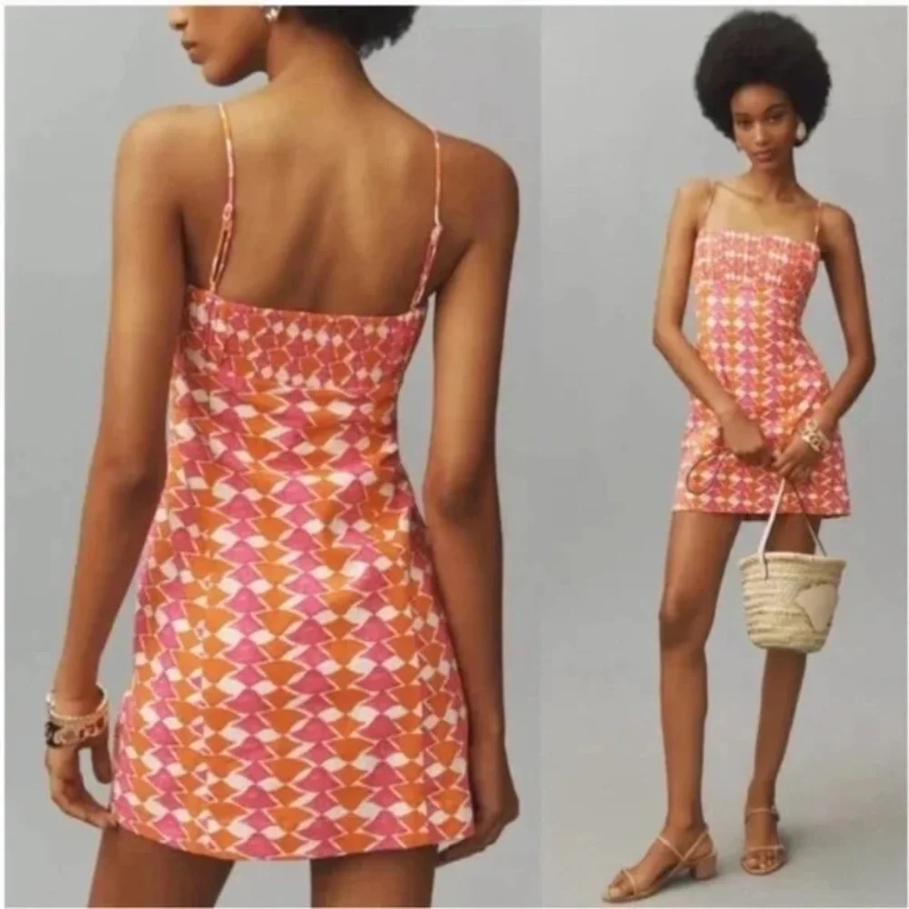 Maeve The Ophelia Sleeveless Linen Slim Mini Dress  12 - Picture 6 of 10